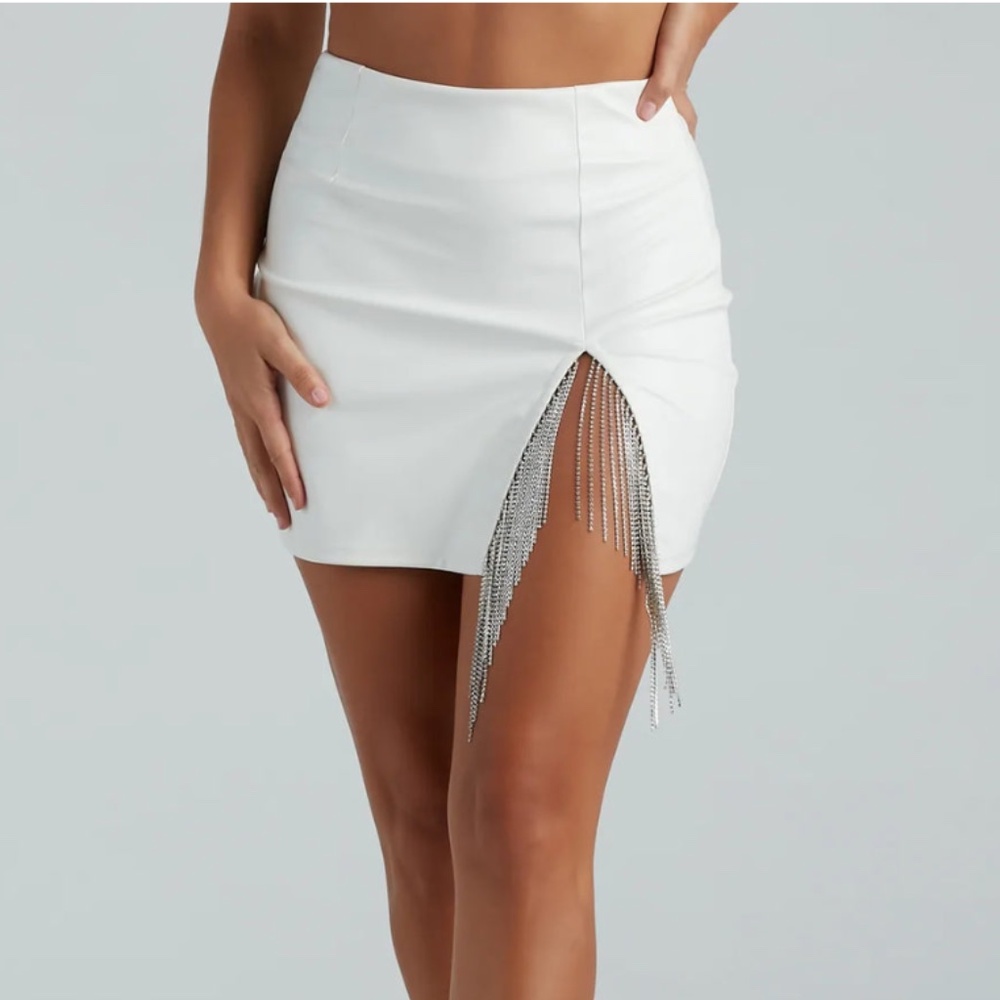 **NEW** Rhinestone Fringe Mini Skirt